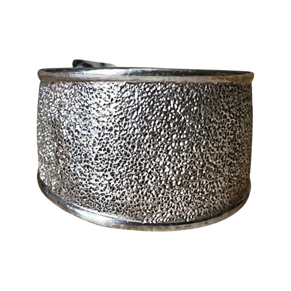 Vintage Sterling Silver Ring, Silver Wide Band Ring, Textured Ring Size 7.5 - Picture 1 of 5